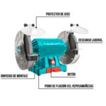 Esmeril de Banco 8" 1/2hp 350w TOTAL - TBG35020.5 - Imagen 2