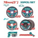Juego de discos para mini amoladora 3" corte y desbaste 30pcs TOTAL - TAC97630 - Imagen 2