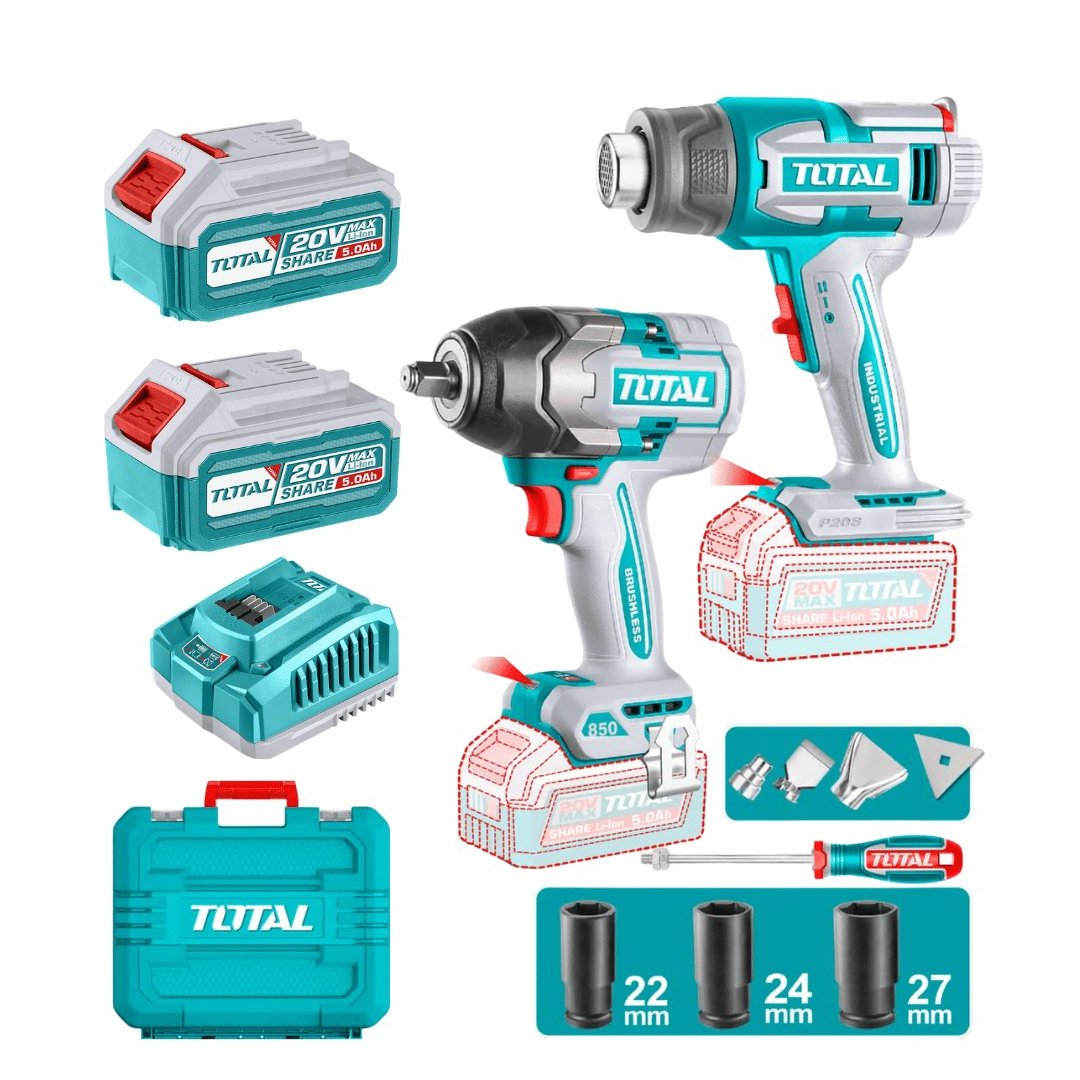 TOSLI250983 Combo llave impacto 850nm + pistola de calor TOTAL - TOSLI250983 - Imagen 1