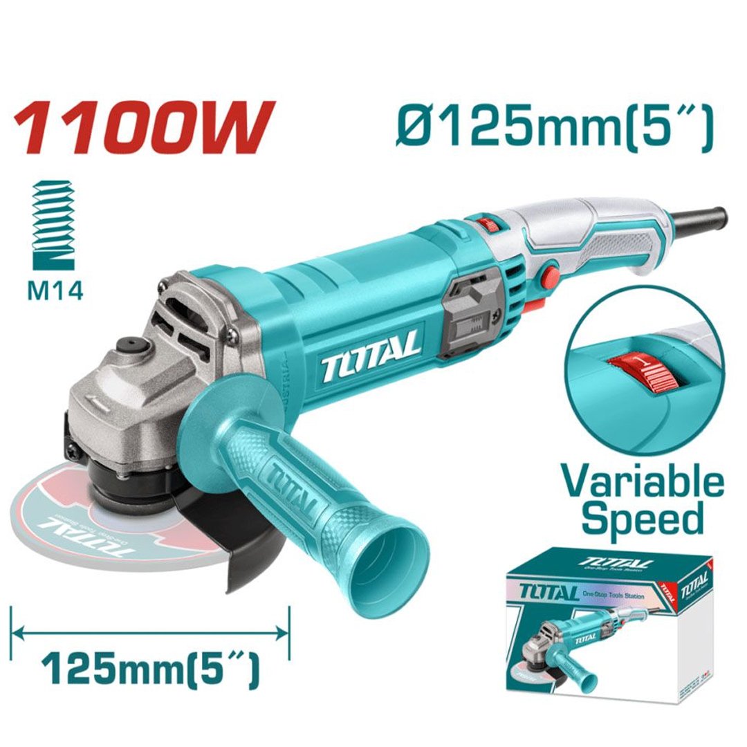 X1 Amoladora 1100w 5" Velocidad Variable con colita TOTAL - TG110125565 - Imagen 1