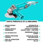Amoladora 1100w 5" Velocidad Variable con colita TOTAL - TG110125565 - Imagen 2