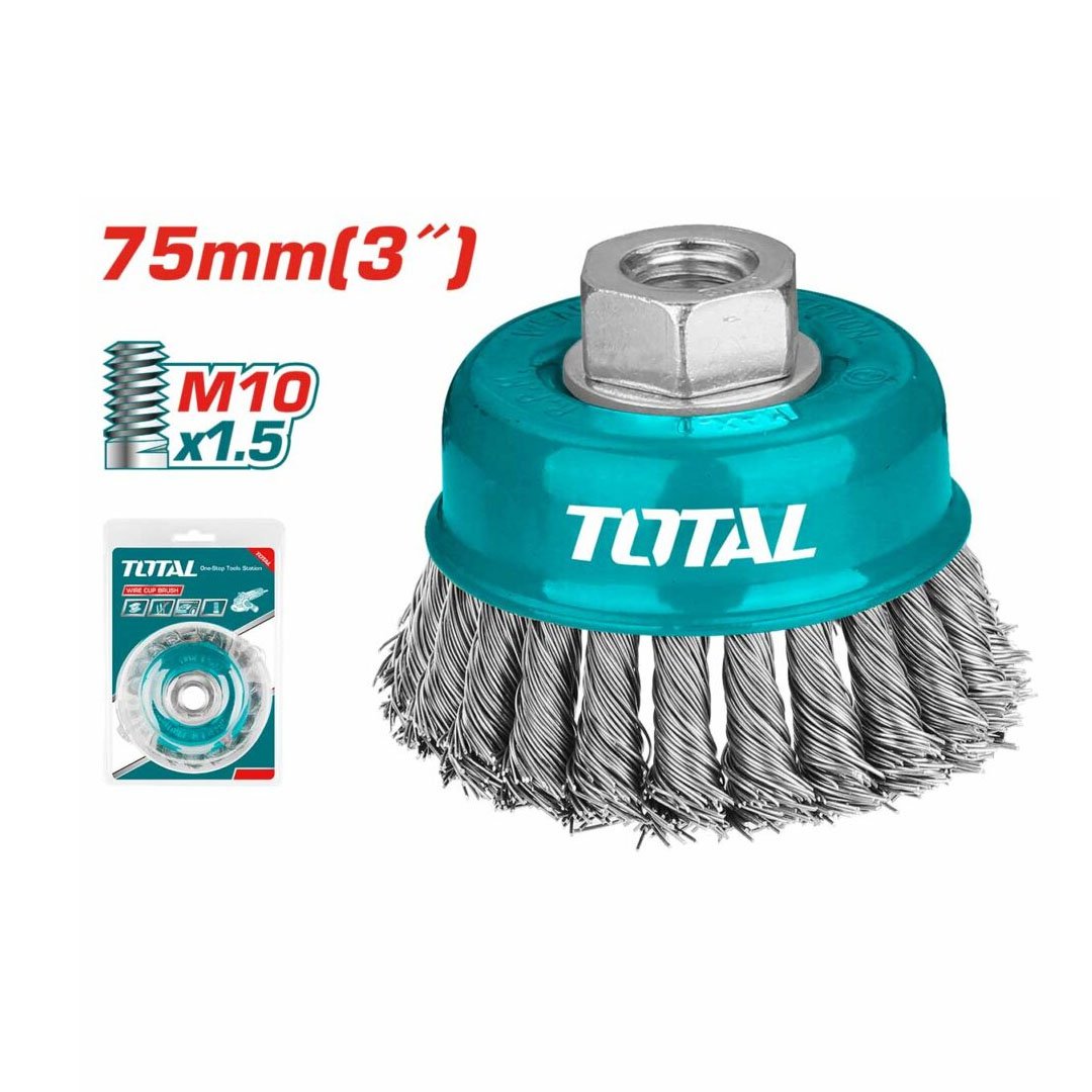 Z-TAC32031 Cepillo copa trensado 3" 75mm Grata TOTAL - TAC32031 - Imagen 1