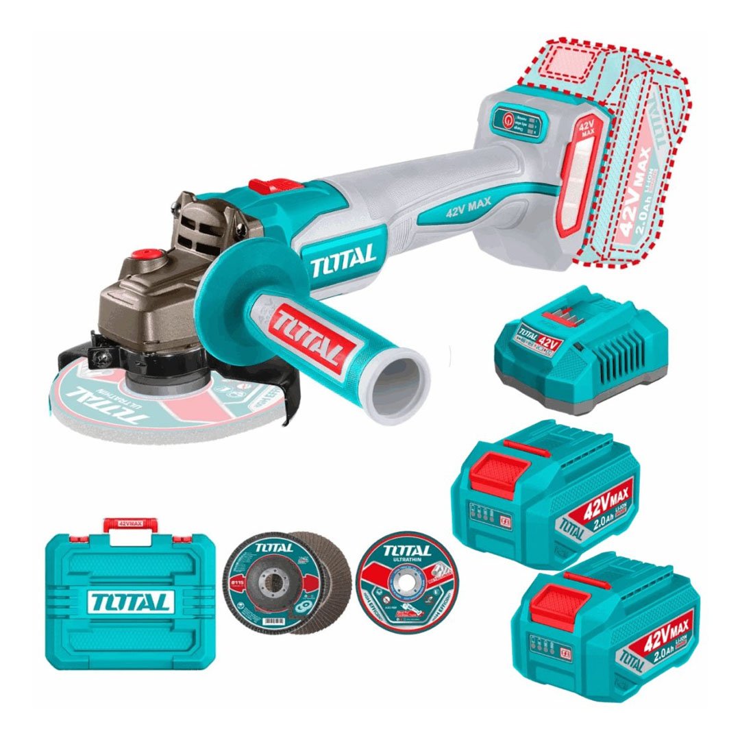 Z-TAGLI4108112 Amoladora 42v 1080w + 2 baterias 2ah + cargador TOTAL - TAGLI4108112 - Imagen 1