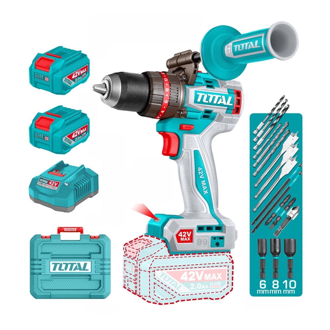 Z-TIDLI429982 Taladro 42V 99nm + 2 baterias 2ah + cargador TOTAL - TIDLI429982 - Imagen 1