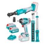 Combo llave impacto 500nm + Rachet + dados + lampara TOTAL - TOSLI240461