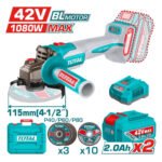 Amoladora 42v 1080w + 2 baterias 2ah + cargador TOTAL - TAGLI4108112 - Imagen 2