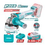 Amoladora 1200w + 2 baterias 5ah + cargador TOTAL - TAGLI2120252 - Imagen 2