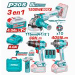 Combo taladro 66nm + amoladora 1200w + llave impacto 405nm TOTAL - TCKLI20358 - Imagen 2