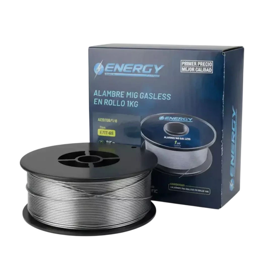 z --- AE8-08-1-6 Alambre flux Mig 0,8mm 1kg soldar sin gas ENERGY ( AE8-08-1-6 ) - Imagen 1