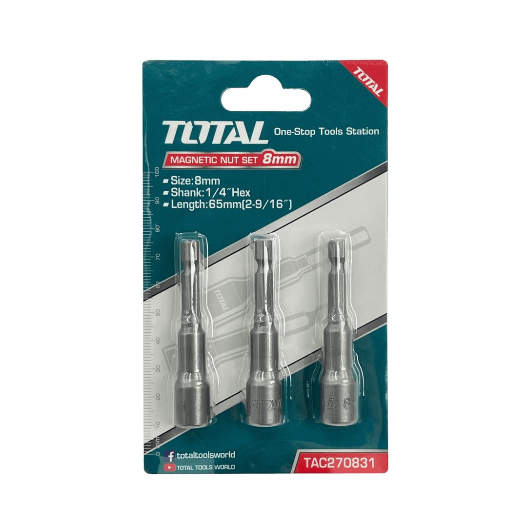 z-TAC270831 Juego de puntas hexagonales Magneticos 3pcs 8mm 1/4" TOTAL - TAC270831 - Imagen 1