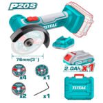 Mini amoladora 3" inalambrica + bateria 2ah + accesorios TOTAL - TAGLI76012