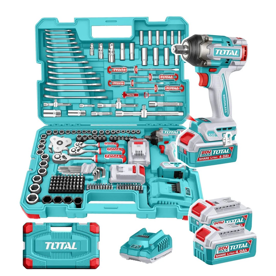 z-THKTHP41728 Combo llave de impacto 550nm + 2 baterias 4ah + 172 pcs herramientas TOTAL - THKTHP41728 - Imagen 1