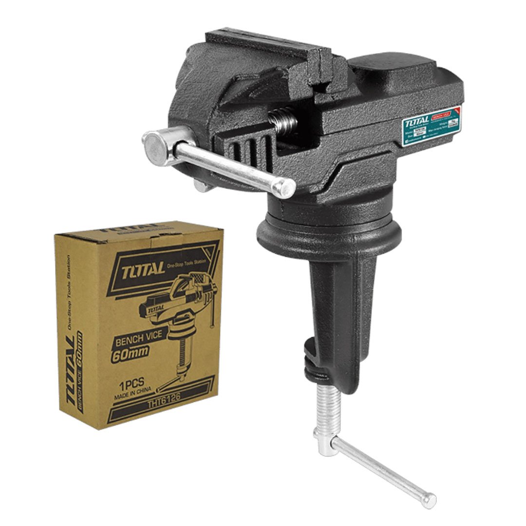 z- THT6126 Tornillo de banco 60mm 1000kg base giratoria TOTAL - THT6126 - Imagen 1