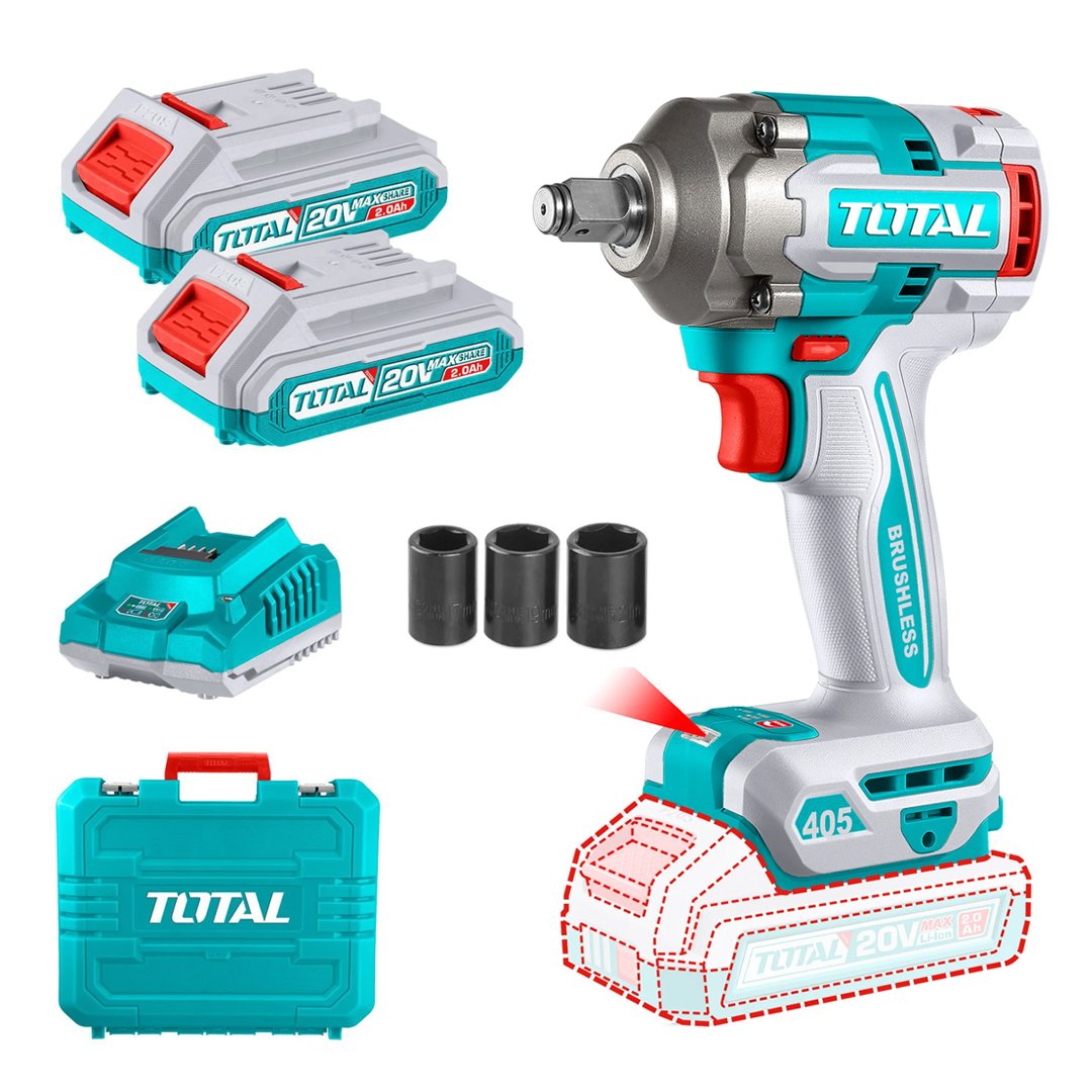 z- TIWLI2045 Llave de impacto 405nm 1/2" + 2 Baterías + cargador TOTAL - TIWLI2045 - Imagen 1