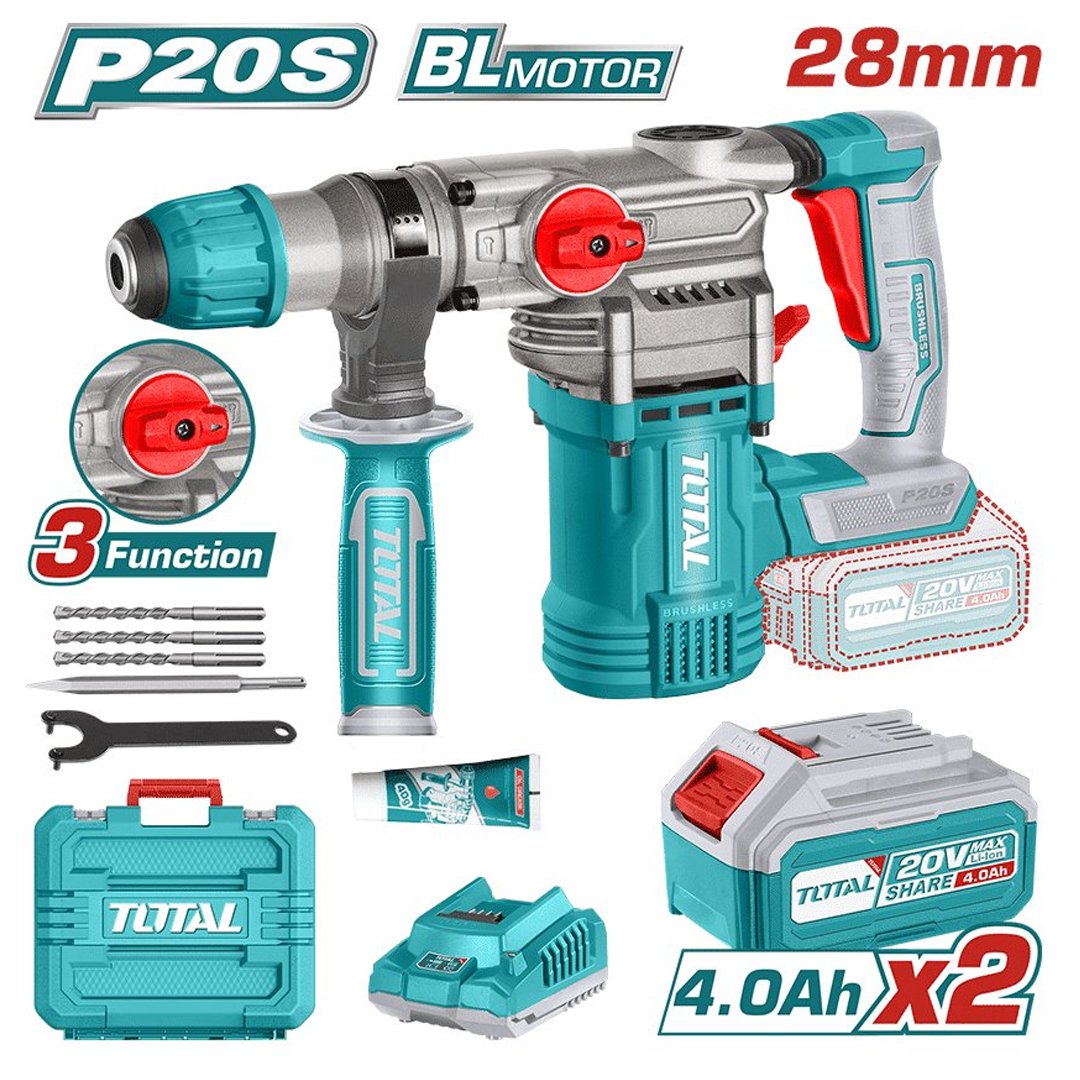z- TRHLI202882 Rotomartillo sds plus inalambrico + 2 baterias 4ah 4.5j TOTAL - TRHLI202882 - Imagen 1