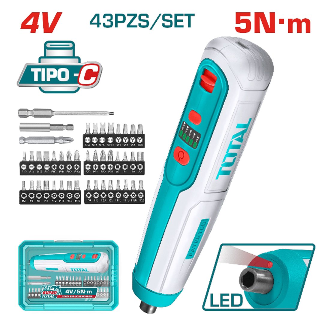 z- TSDLI04062 Destornillador inalambrico 4v 5nm recargable TOTAL - TSDLI04062 - Imagen 1