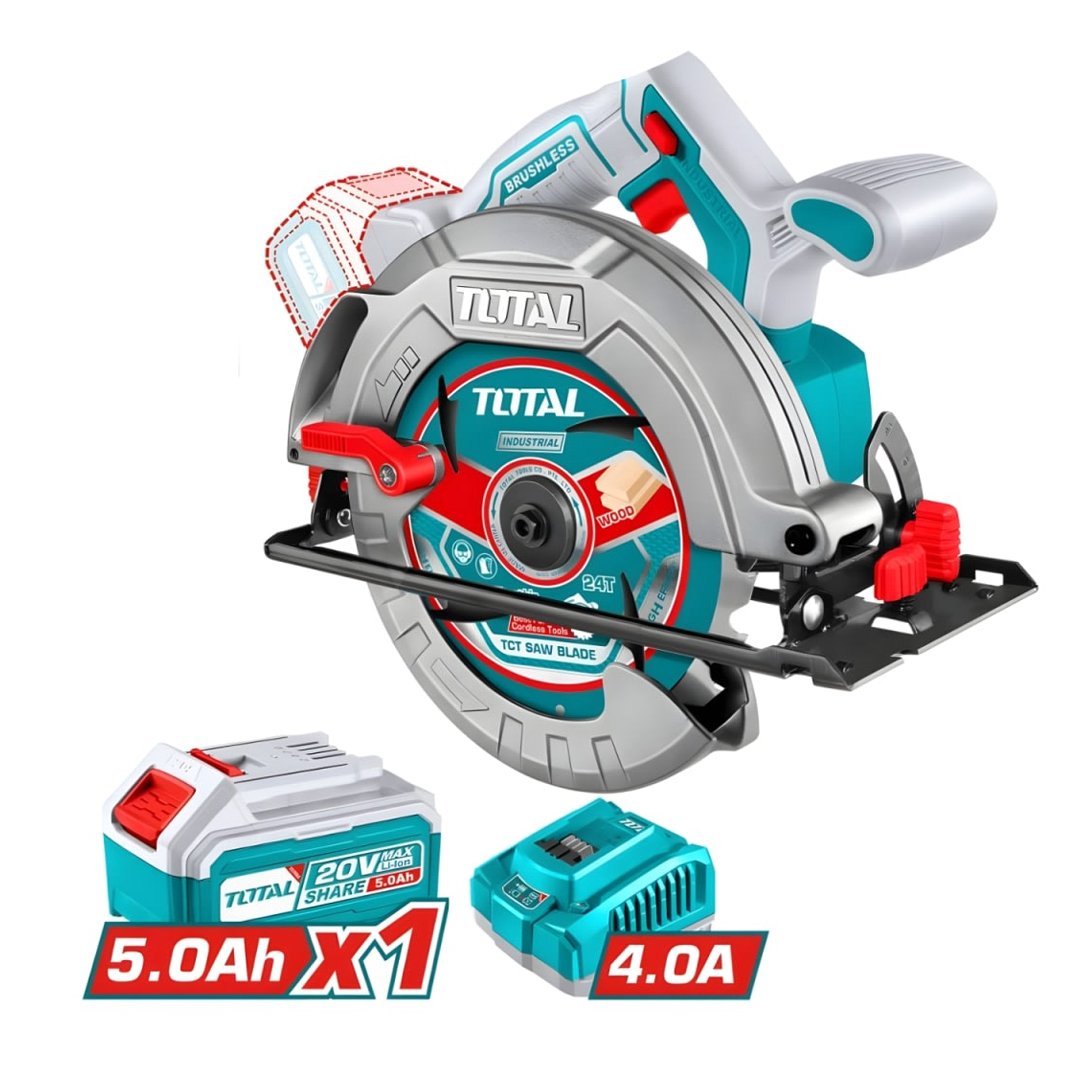 z- TSLI18513 Sierra circular 7 1/4" + bateria 5ah + cargador TOTAL - TSLI18513 - Imagen 1