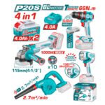 Combo taladro 66nm + amoladora 1000w + sopladora + linterna - TOSLI250993 - Imagen 2