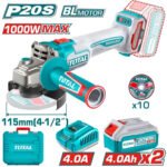 Amoladora 4 1/2" 1000w + 2 baterias 4ah + cargador TOTAL - TAGLI271532 - Imagen 2