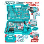 Combo llave de impacto 550nm + 2 baterias 4ah + 172 pcs herramientas TOTAL - THKTHP41728 - Imagen 2