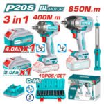 combo llave de impacto 850nm + llave impacto 400nm + dados + linterna TOTAL - TOSLI241195 - Imagen 2
