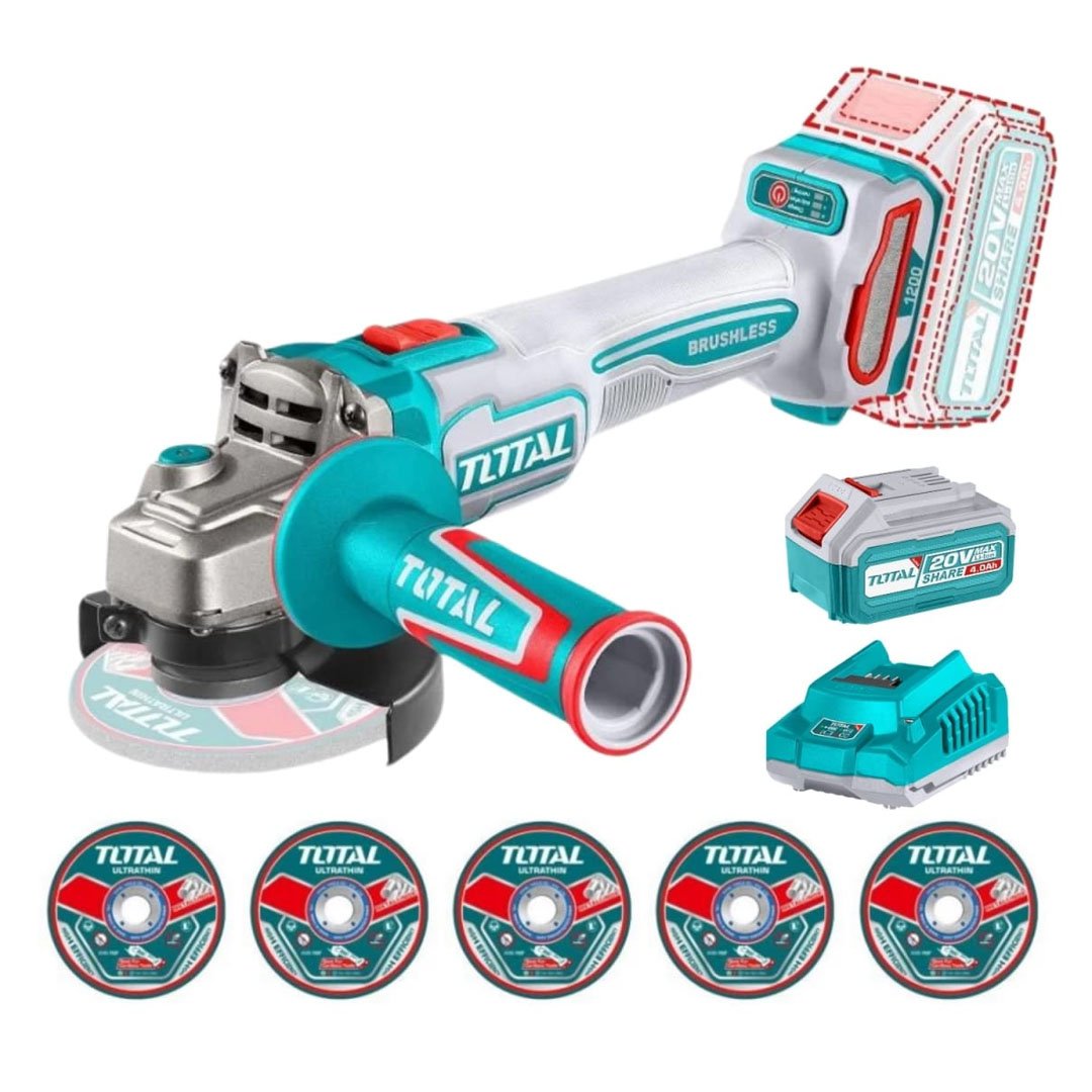z - tagli261521 Amoladora 900w + Bateria 4ah + Cargador TOTAL - TAGLI261521 - Imagen 1