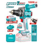 Taladro 166nm + 2 baterias 5ah + cargador industrial TOTAL - TIDLI201668 - Imagen 2