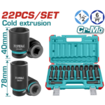 Juego de dados impacto largos y cortos 22 pcs 1/2" 10-24mm TOTAL - THKISD12221L - Imagen 2