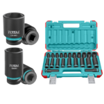 Juego de dados impacto largos y cortos 22 pcs 1/2" 10-24mm TOTAL - THKISD12221L
