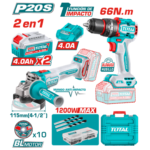 Combo taladro 66nm + amoladora 1200w + 2 baterias 4ah TOTAL - TCKLI20256 - Imagen 2