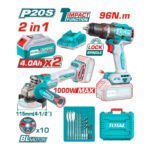 Combo taladro 96nm + amoladora 1000w + 2 baterias 4ah TOTAL - TCKLI261207 - Imagen 2